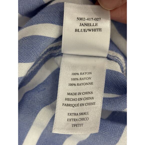 Rails Janelle Blouse Women's Size XS Button Front Long Sleeve Blue White Stripe - Picture 9 of 9